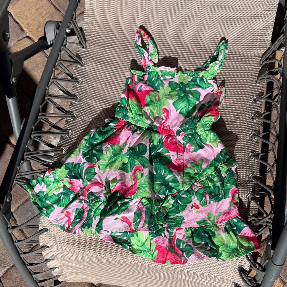 Janie and Jack Pink and Green Tropical Dress